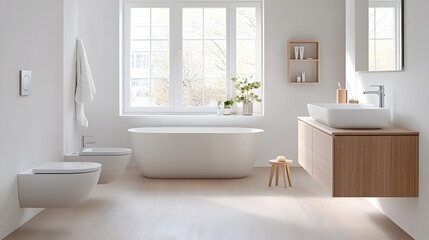 Modern minimalist bathroom.