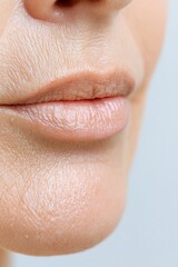 Close-up of lips and chin with visible natural imperfections
