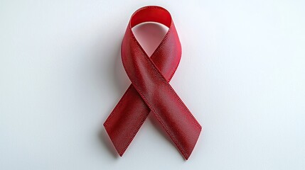 Red awareness ribbon symbolizing support for health causes on a clean white background