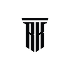 RK monogram logo design letter text name symbol monochrome logotype alphabet character simple logo