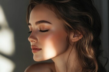 Fototapeta premium Woman's face in profile with closed eyes.