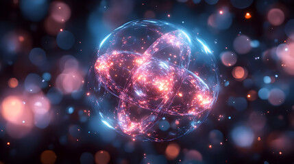 Obraz premium Abstract Energy Sphere Emits Glowing Light with Bokeh Background Beautifully