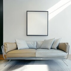 blank white fram and plant in the living room