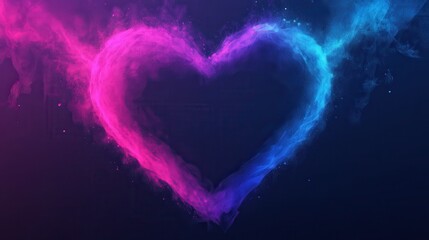 A vibrant heart shape created with pink and blue smoke against a dark background, symbolizing love and connection.