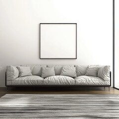 blank white fram and plant in the living room