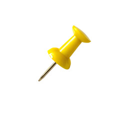 Yellow thumbtack isolated on transparent background