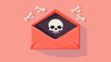 Cyber Security Concept with Email Spam Icon, Scam E-mail, Malware Message Idea - Protection from Online Threats