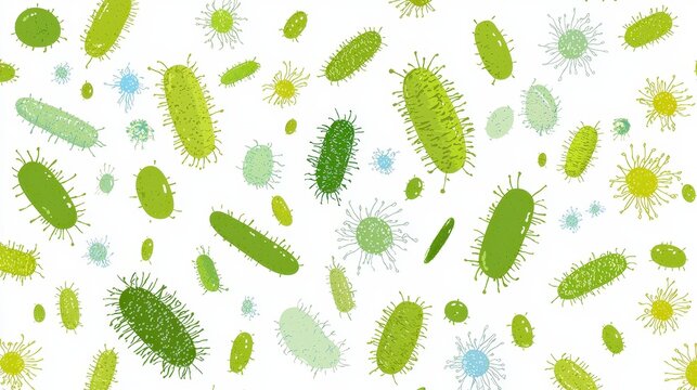 Campylobacter Jejuni Bacteria Illustrations on a Light Background