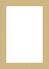 Vector golden Chinese rectangle, frame. Square ornaments of oriental peoples, korea, taiwan, china, hong kong, indonesia