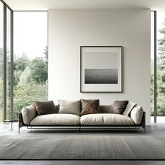 Fototapeta premium blank white fram and plant in the living room.