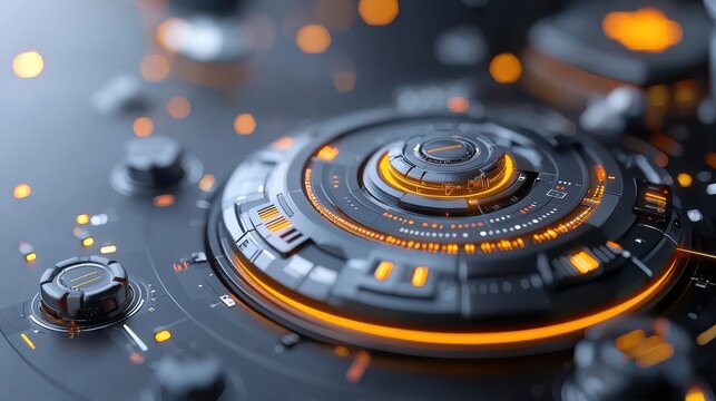 Futuristic abstract digital dashboard with advanced data visualization and business intelligence analytics interface  Complex cyberpunk inspired technology system with interconnected circuits