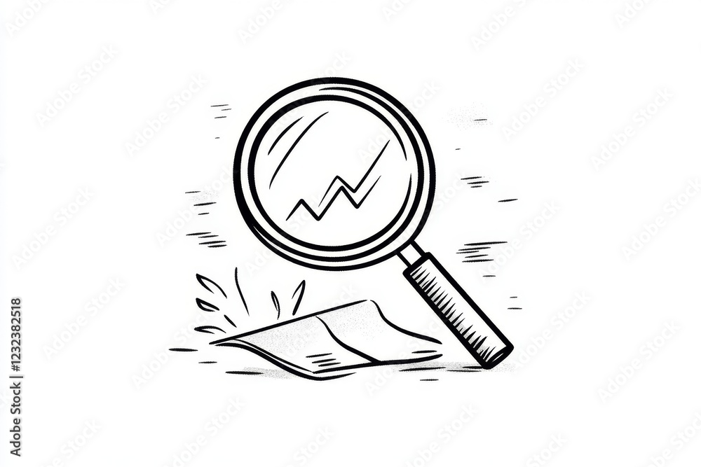 Poster a clean and simple icon of a magnifying glass focusing on a tiny detail, symbolizing meticulous atte
