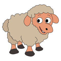 Sheep standing and smiling vector illustration