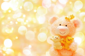 Fototapeta premium Cute Plush Toy Bear with Bright Background and Soft Lighting