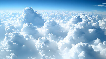 Fluffy White Clouds Fill the Vast Blue Sky on a Sunny Day