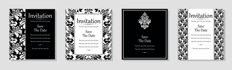 Set of abstract floral patterns. Vector seamless backgrounds. Perfect for invitations or announcements