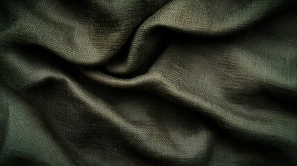Dark Green Textured Fabric Drape Elegant Soft Background Silk Wave Rich Deep Woven Style Cloth Linen