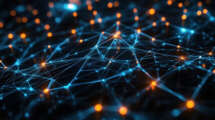 Fototapeta premium Generative Design of Glowing Neon Neural Net