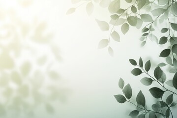Soft Green Leaves on Gentle Background with Faded Shadows
