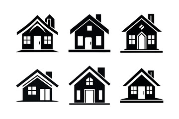 Fototapeta premium Collection of Simple Black House Icons