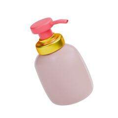 A 3D rendering of a cosmetic dispenser bottle with a pump, ideal for liquid soap, lotions, or other liquid products. Vector 3d illustration on isolated white background