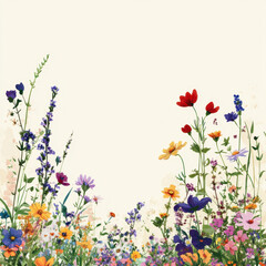 Vibrant wildflowers on a soft background