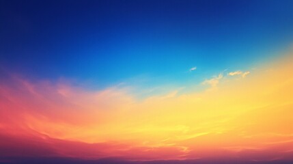 Vibrant Sky Colors At Dusk With Yellow Orange And Blue Hues Over A Cloudy Horizon Scene.