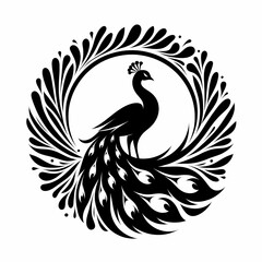 Obraz premium High-contrast peacock artwork symbolizing royalty and grandeur