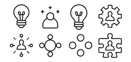 Business Creativity Icon Set  Innovation, Teamwork, and Solutions vector