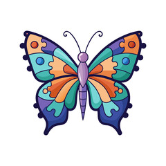 Autism Awareness Puzzle Butterfly Vector Illustration