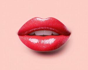 Lips close-up with fine lines softly illuminated in a neutral tone