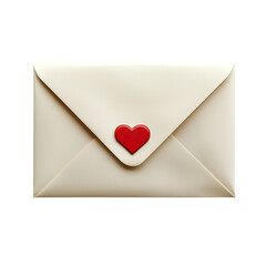Empty envelope with a small red heart sticker sealing the flap