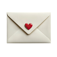 Empty envelope with a small red heart sticker sealing the flap
