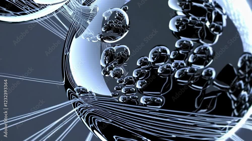 Leinwandbilder dynamic futuristic visuals showcasing interconnected spheres and strands in a high-tech environment
