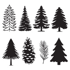 Set of pine trees vector design