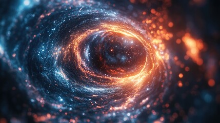 Obraz premium Abstract swirling galaxy with blue and orange lights.