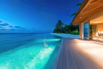 Fototapeta premium Ocean Front Home in Paradise created with Generative AI Technology, ai, generative