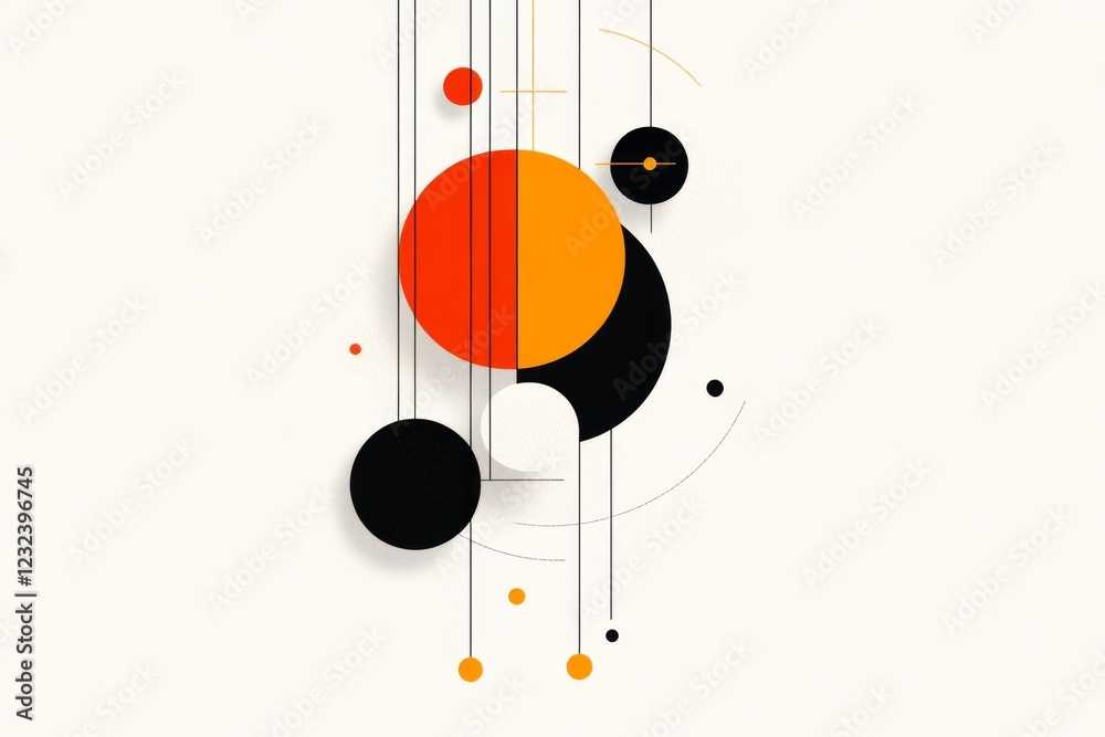Poster a minimalist illustration of a perfectly aligned compass drawing a circle, with clean lines and soft