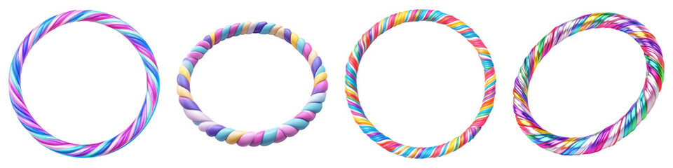 Hula hoop isolated on transparent background, PNG, Set of