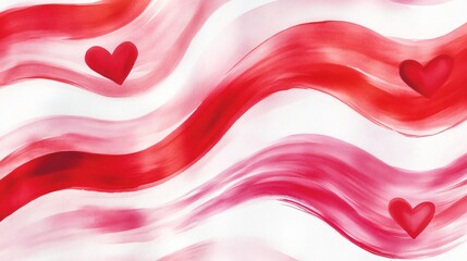 Romantic Valentine's Day Background with Abstract Watercolor Strokes in Red Pink White Gently Blending Seamlessly
