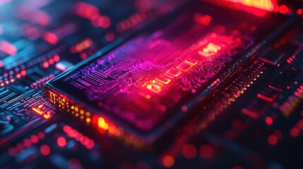 Obraz premium Illuminated Circuit Board Digital Currency Crypto Growth Tech Background