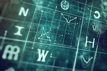 A digital screen displaying complex mathematical formulas, with a toned effect to enhance the futuristic and scientific atmosphere