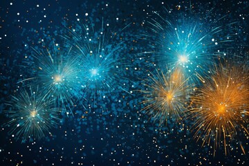 Fototapeta premium Bright and colorful fireworks light up the night sky, creating a festive and celebratory atmosphere