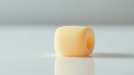 Soft Yellow Foam Cylinder on White Background