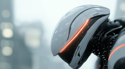 Fototapeta premium Futuristic Robot in High Tech Environment with Glowing Accents