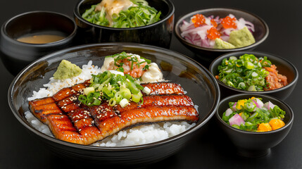  unagi don with sesame seeds