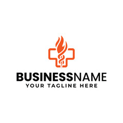 Medical flame wellness logo design