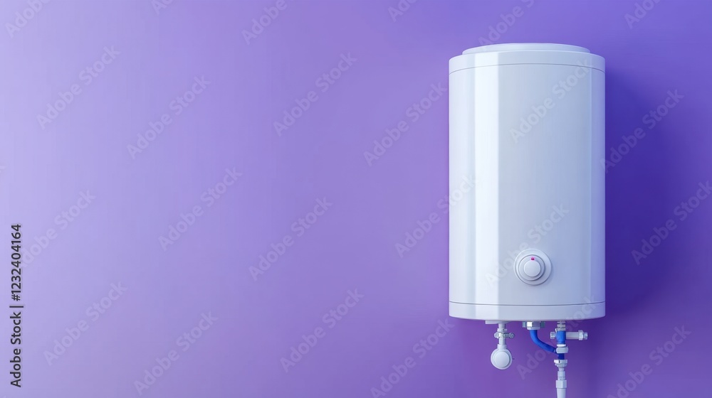 Fototapete a white rectangular water heater floating on a gradient purple background
