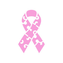 Autism Awareness Puzzle Ribbon Element Vector Illustration