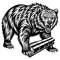 vector illustration of bear, bear in the forest